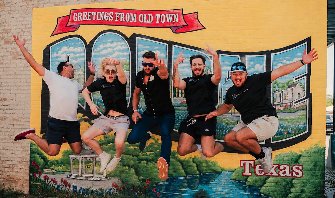 Heights Digital team at the Boerne, Texas mural — San Antonio and Austin content creation and marketing team