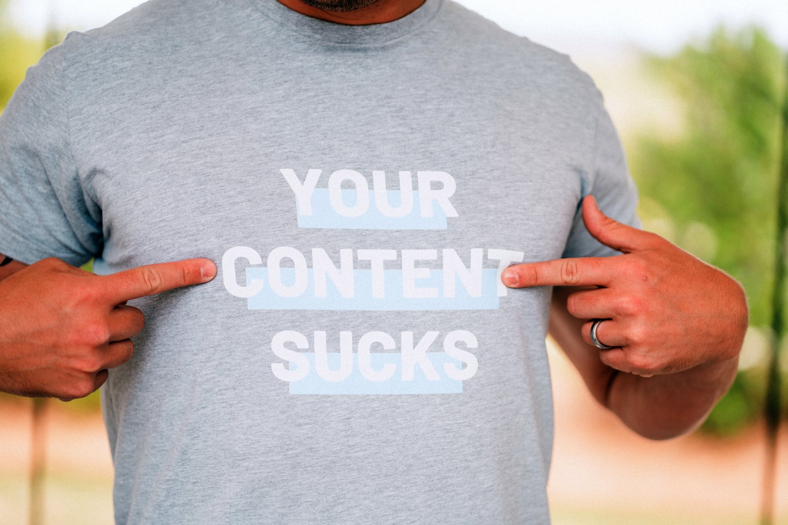 Heights Digital — Your Content Sucks shirt — small business social media content and marketing agency in San Antonio, Texas